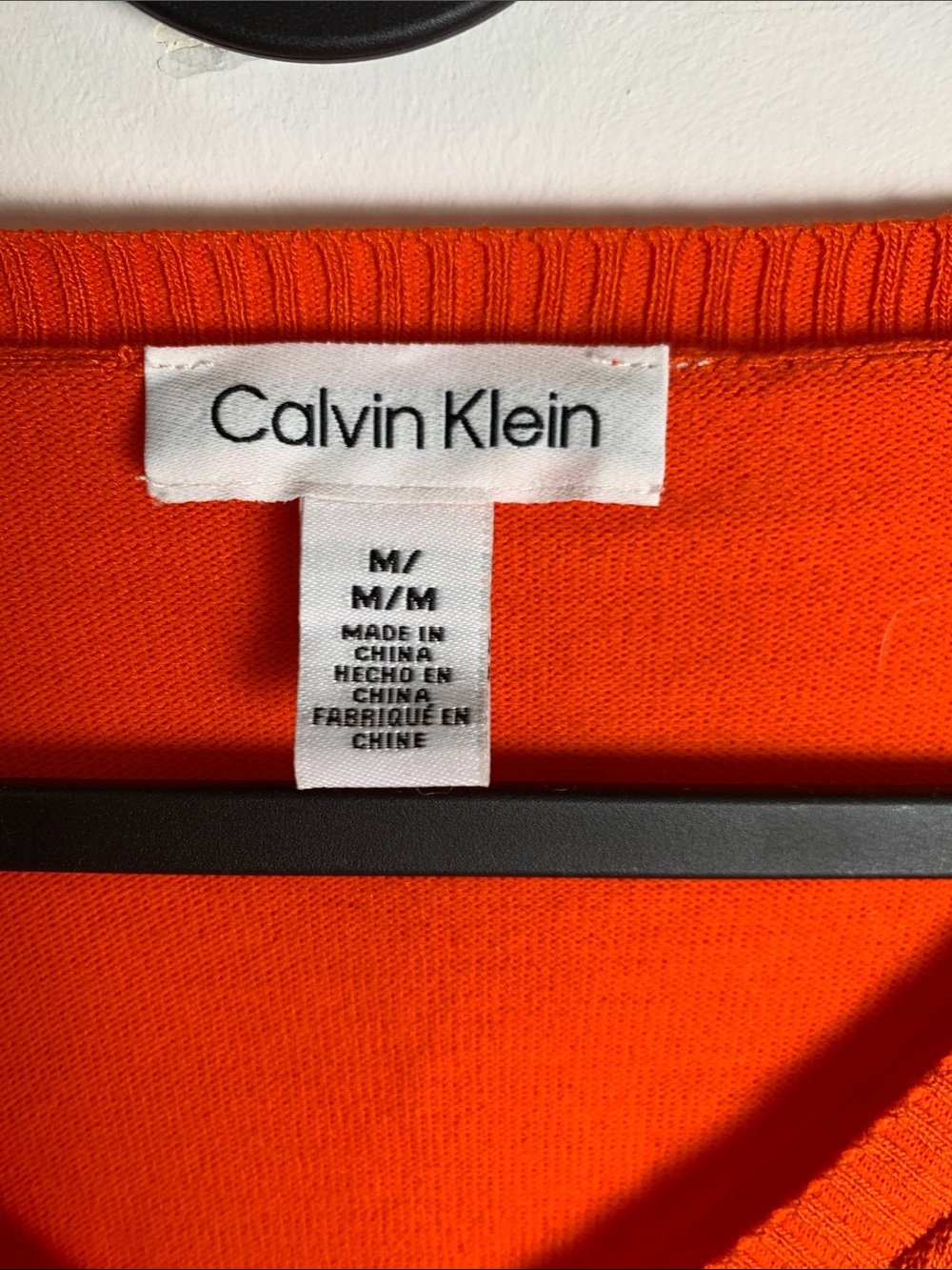 Calvin Klein Bright Orange V-Neck Sweater - Picture 2 of 5